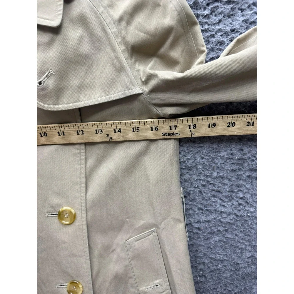 Vintage 90s Burberrys Double-Breasted Trench Coat Khaki Womens Size Petite S/M - Picture 13 of 16